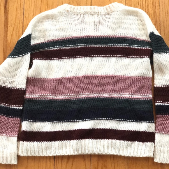 Hippie Rose White Striped Sweater Crew Neck Small - Picture 4 of 5